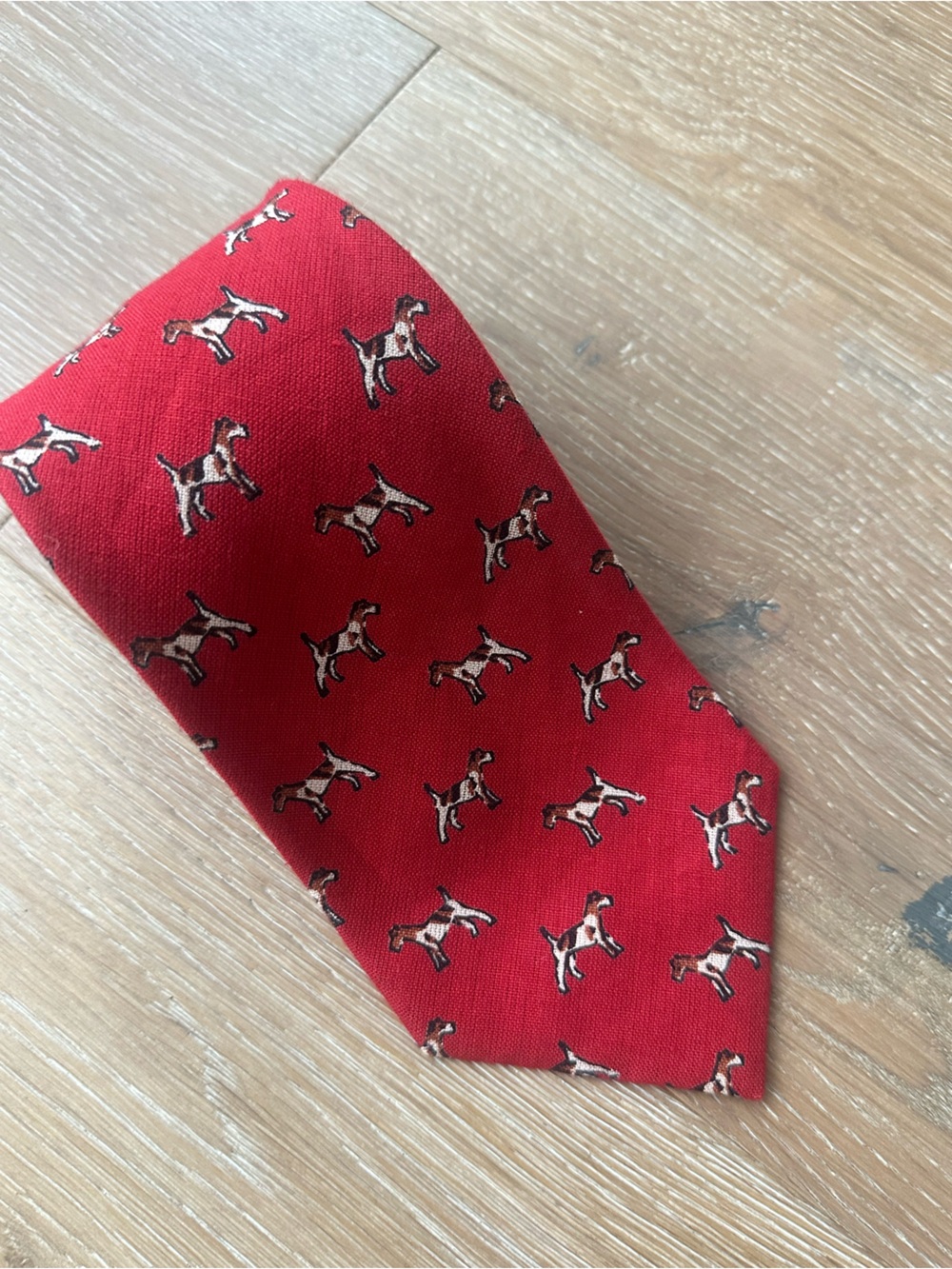 Polo by Ralph Lauren Red Dog-Print Linen Tie